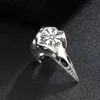 Anello da uomo vintage con teschio di corvo di Odino, anelli con bussola in acciaio inossidabile gotico per uomo, accessori vichinghi, anello con valknut, modello amuleto