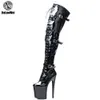 Stiefel 8 Zoll High Heel Plattform Exotic Pole Dancing Schnürung Überknee Fetisch size36-43 Black Shiny Matt auf Lager schnell 221207