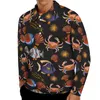 رجال Polos Aquatic Animal Thirts thirts Men Ocean Life Print Long Sleeve Polo Shirt أسفل يطوق الشارع الشارع يوميًا بالإضافة إلى الحجم