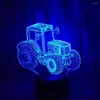 Nattlampor atmosf￤r lampa ljus fest rolig pekkontroll barn 3d illusion sovrum traktor form led g￥vor hem 7 f￤rger dekorativa