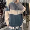 Men s truien herfst winter gestreepte harajuku gebreide trui mannelijke ronde nek wollen jumper mannen houden warme verdikkingsproefbasis Basishirt 221206