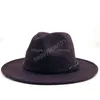 Chapeaux à large bord Seau Chapeaux Femmes Hommes Laine Fedora Chapeau Avec Ruban En Cuir Gentleman Dames Élégantes Hiver Automne Large Bord Jazz Chu Dhoqs