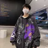 Herrjackor grå överdimensionerad hoodie streetwear män hip hop tecknad tröja flickor coola toppar avslappnad rolig vår höst japan hoodies man 221207