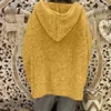 Women s Sweaters Stylish Loose Solid Color With Hood Long Sleeves Sweater Tops Elastic Sleeve Knitted Pullovers 221206