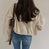 Chaquetas de mujer 2022 Otoño Invierno abrigos cortos prendas de vestir exteriores de manga larga Linda moda sólida de un solo pecho botón corto coreano 9020