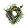 Decorative Flowers Rustic Country Artificial Lambs Ear/Boxwood And Twig Wreath Year Round Full Green For Indoor Or Outdoor Display 9 Inch