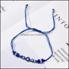 Charm Armbänder Paare Frauen 12 Teile/sätze Blau Türkische Evil Eye Charms Armbänder Kristall Perle Einstellbare Seil Kette Fußkettchen Kind Gir Dhhqw