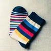 Men's Socks 5 Pairs Men Spring & Autumn Fashionable Striped Rainbow Cotton Business For