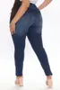 Kvinnors jeans kvinnor plus size mode hög midja rippad stretch mager denim blyertsbyxor vårens höstbyxor l 4xl 221206