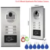 Video-Türsprechanlagen Wohnungen 2/3/4/6/8 Heimtelefon für Zugangskontrolle RFID-Karten Türklingel entsperren mit Kamera 7-Zoll-Farb-Innenmonitor