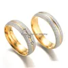 Clusterringen Goud DL Poolse roestvrijstalen ring Diamant kristallen paar ringen voor mannen Women mode sieraden drop levering dh9wx