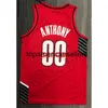 Alle Stickereien 6 Stile New Jersey 00# Anthony rotes Basketballtrikot Passen Sie einen beliebigen Nummernnamen XS-5XL 6XL an