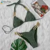 Bras sätter Para Praia New Sexy Glint Bikini 2022 Thong baddräkt för kvinnor brasiliansk bikini set grimma badkläder blå push up baddräkt t221206