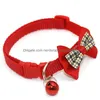 Collari per cani Collari per guinzagli Fiocco Collare per animali regolabile Beautif Cravatta con campane Regalo di festa per cucciolo e gatto Inventario all'ingrosso Dr Dhrqp