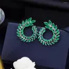 Bengelen oorbellen kleurrijke kubieke zirkonia olijftak bladeren voor vrouwen desginer trend bruiloft sieraden zomer verklaring dangler