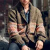 Men s Sweaters Sweatercoat Mens Winter Vintage Geometric Pattern Jacquard Knit Cardigans Men Fashion Long Sleeve Lapel Buttoned Knitted Jackets 221206