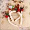 Christmas Decorations Christmas Headdress Antler Headband Elk Color Hair Ball Cute Girl Heart Holiday Gift Leather Antlers Accessori Dhc5O