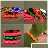 Collares para perros Correas Luminous Pet Chaplet Mti Colors Nylon Camuflaje Collar para perros Ajustable Led Light Up Perros Collares que brillan intensamente en T Dhpwa