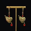 Lious Punk Style Women Heart-sead Dangle Earrings Skull Lover Red Gemstone Pendant Ladies Earing Studs Me2 -05デザイナージュエリーギフト2660285