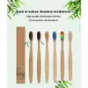 Disposable Toothbrushes 7 Colors Head Bamboo Toothbrush Natural Handle Rainbow Colorf Soft Bristles Environmental Inventory Wholesal Dhlhj