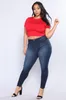 Kvinnors jeans plus storlek l 5xl hög midja stretch smala små fötter byxor stor storlek kläder toppkvalitet 221206