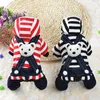 Pet Dog Apparel Puppy Chihuahua Ubranie NOWOŚĆ STRIPE Śliczne Niedźwiedzie Bluzy Mały pies Jean kombinezon kombinezon jesienny zimowy kostium