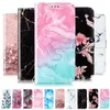 Custodie a portafoglio in pelle di marmo per Google Pixel 8 PRO 7 7A 6A Xiaomi 13 Pro Lite Redmi Note 12 Motorola G73 G13 E13 E22 G62 G60 4G Flower Butterfly Flip Cover Holder PU Pouch