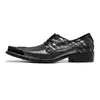 Italian Square Toe Male Brogue Real Leather Formal Dress Plus Size Men Lace Up Office Business Oxford Shoes