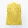 Женские жилеты желтые джинсовые жилеты Корейская модная конфеты цвета ковбойские ковбойские куртки панк джинсы летняя вершина верхней одежды