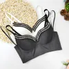 V-neck diamond inlaid bra type sling wearing sexy girl's bra super short back wrap