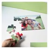 Party Favor Sublimation Blank Rec Puzzle P O DIY Craft Jigsaw MDF Wood Materiaal Warmte Persoverdracht Afdrukken Druppel Hom DHJM3