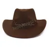 Chapeaux à large bord Chapeaux de seau Mode Femmes Cowgirl Cap À La Main Roll Up Brim Western Cowboy Chapeau Pour Hommes Gentleman Sombrero Hombre Ja Dh1Ay