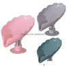 Soap Dishes Creative Pp Plastic Leaf Shape Soap Plate Drain Candle Holder Box Bathroom Accessories Toilet Laundry Supplies Inventory Dhthr