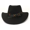 Szerokie brzegi czapki wiadra czapki moda kobiety cowgirl czapka ręcznie robiona Roll Up Brim Western Cowboy Hat for Men Gentleman Sombrero Hombre Ja Dh1ay