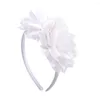 Hair Accessories 3.7 Inch Solid Big Flower Headband Band For Children Girls Bows Hoop Grosgrain Ribbon Handmade