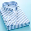 Heren -jurts Striped shirt voor heren Lange mouw Casual Slim Fit Business Male dikke werk mannen Kleding