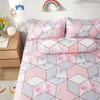 Mattress Pad Bonenjoy Ficled Sheet On Elastic Band Pink Color Color Geométrica Rainking Bed Capa Para Double Sabanas Cama 150no Prophase 221207