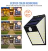 أضواء الجدار الشمسي الأضواء في الهواء الطلق Pir Motion Sensor 158 LEDS شرفة الفناء الخارجي حديقة الديكور شارع الطاقة الشمسية ضوء الشارع