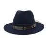 Chapeaux à large bord Chapeaux seau Vintage Classique à large bord Feutre de laine Fedora Hommes Femme Panama Chapeau Loisirs Jazz Chapeau formel Trilby Leat Dhcks