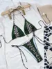 مجموعة حمالات الصدرية Para Praia patchwork Leopard Bikini Set 2023 Halter High Cut Swimsuit Women Swimwear Lundage بدلة السباحة البرازيلية T221206