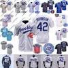 Maillots de baseball Jackie Robinson Jersey 1955 Crème Gris Blanc Noir Bleu Mode Gris Salut au Service Hall Of Fame Patch