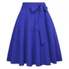 Ethnic Clothing 38# Women Pleated Mini Skirts Womens High Waist A-line Skirt Bandage Design Flared Midi Belt Bow Tie Dot Printing