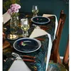テーブルマットdunxdec​​o placematコットンティータオルディナーパーティーナプキンヴィンテージアメリカンスタイルディープグリーンナイチンゲールズの装飾カバー