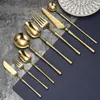 Geschirr Sets Vintage Gold Western Bulk Euopean Edelstahl Utensilien De Cuisine Küche Besteck OF50DC