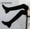 Boots NAUSK Thigh High Female Winter Women Over The Knee Flat Stretch Sexy Fashion Shoes Black Botas Mujer 221207