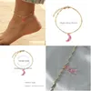 Bracelets de cheville Romantique Rose Acrylique Lune Pendentif Cheville Été Plage Femmes Fille Charme Or Chaîne Pied Bracelet Bijoux De Mode Drop Livrer Dho6I