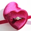 Velvet Ring Box Heart Shape Double Ring Boxes Display Holder Jewelry Case for Proposal Engagement Wedding