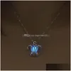 Pendant Necklaces Hollow Turtle Shape Sier Color Choker Necklace Women Luminous Glowing In Dark Necklaces Pendants Statement Gift Dr Dhg1N