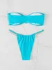 Bras sätter Para Praia Sexig strass Bandeau Thong Bikini Push Up badkläder Kvinnor Swimsuit 2022 Brasilianska Biquini -baddräkt för kvinnor T221206