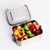 Dinnerware Sets Creative Stainless Steel Lunch Box Single Layer Adult Kitchen Container Sealed Leak-Proof Bento Rectangular Lunchbox